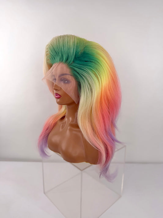 Pre-Styled Pastel Rainbow Wig