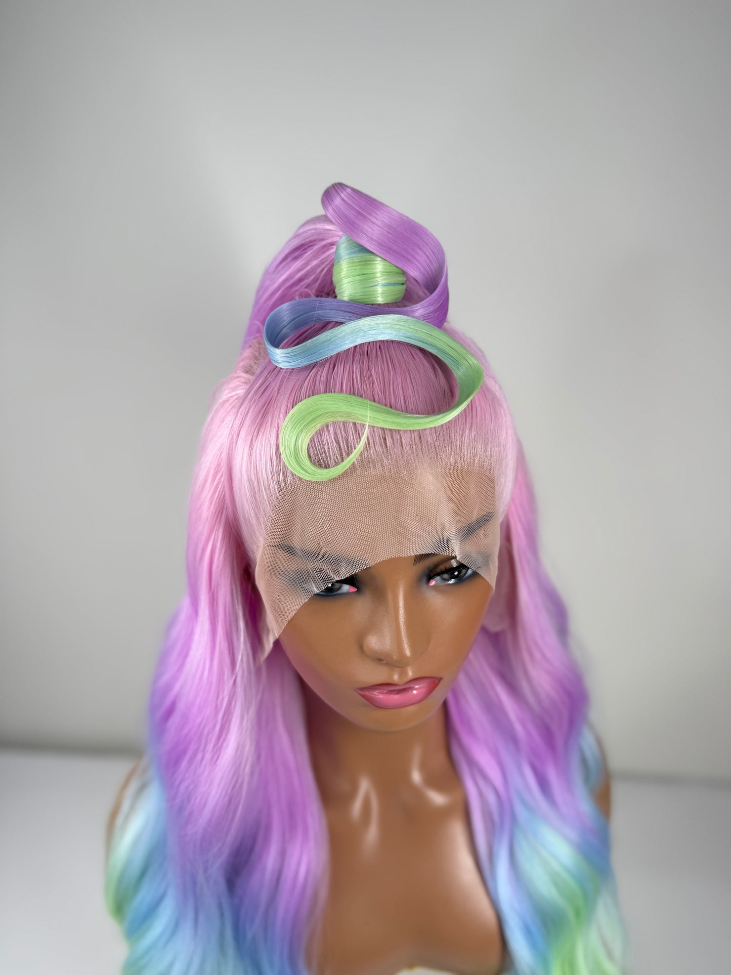 Pre-Styled Pastel Rainbow Wig