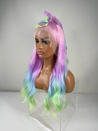 Pre-Styled Pastel Rainbow Wig