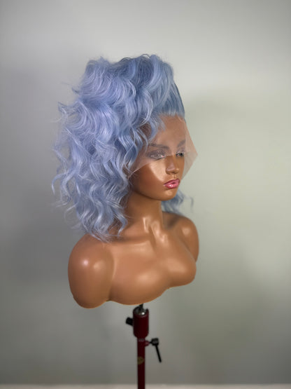 Pre-Styled Glacier Blue Wig