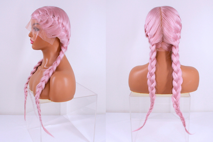 Braided Lacefront Wig- Metallic Pink